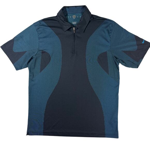 Nike Golf Polo Men’s Medium Blue Breathable 1/4 Zip Down - Picture 1 of 8